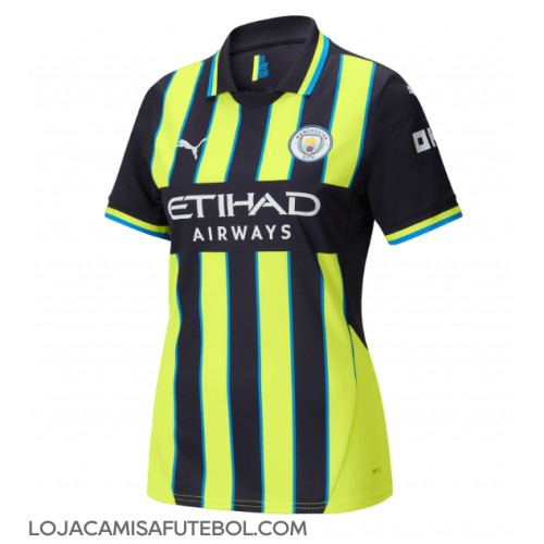 Camisa de Futebol Manchester City Equipamento Secundário Mulheres 2024-25 Manga Curta